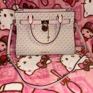 Michael Kors Hamilton Pink and Cream Satchel